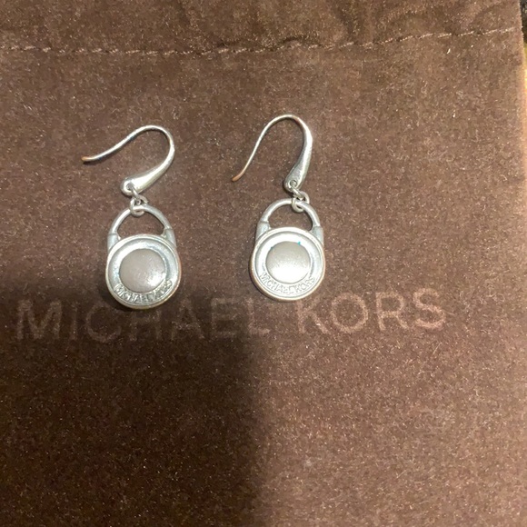 EUC Michael Kors Gold or Silver Lock Dangle Earrings - Picture 7 of 8